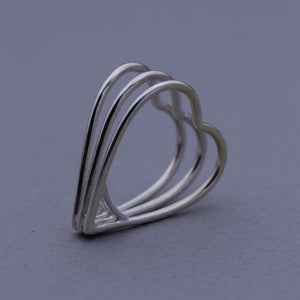 3Heart Tunnel ring silver