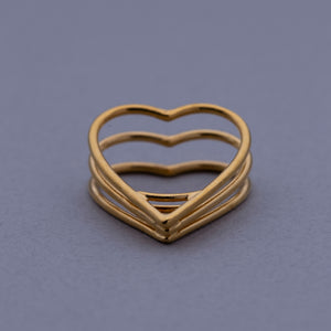 3Heart Tunnel ring gold